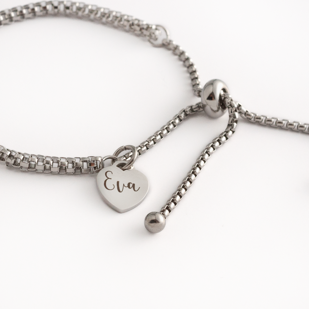 JBØRN Slider Bracelet with Heart Pendant | Personalisable - Personalisable Baby Products Sold and Personalised by JustBørn