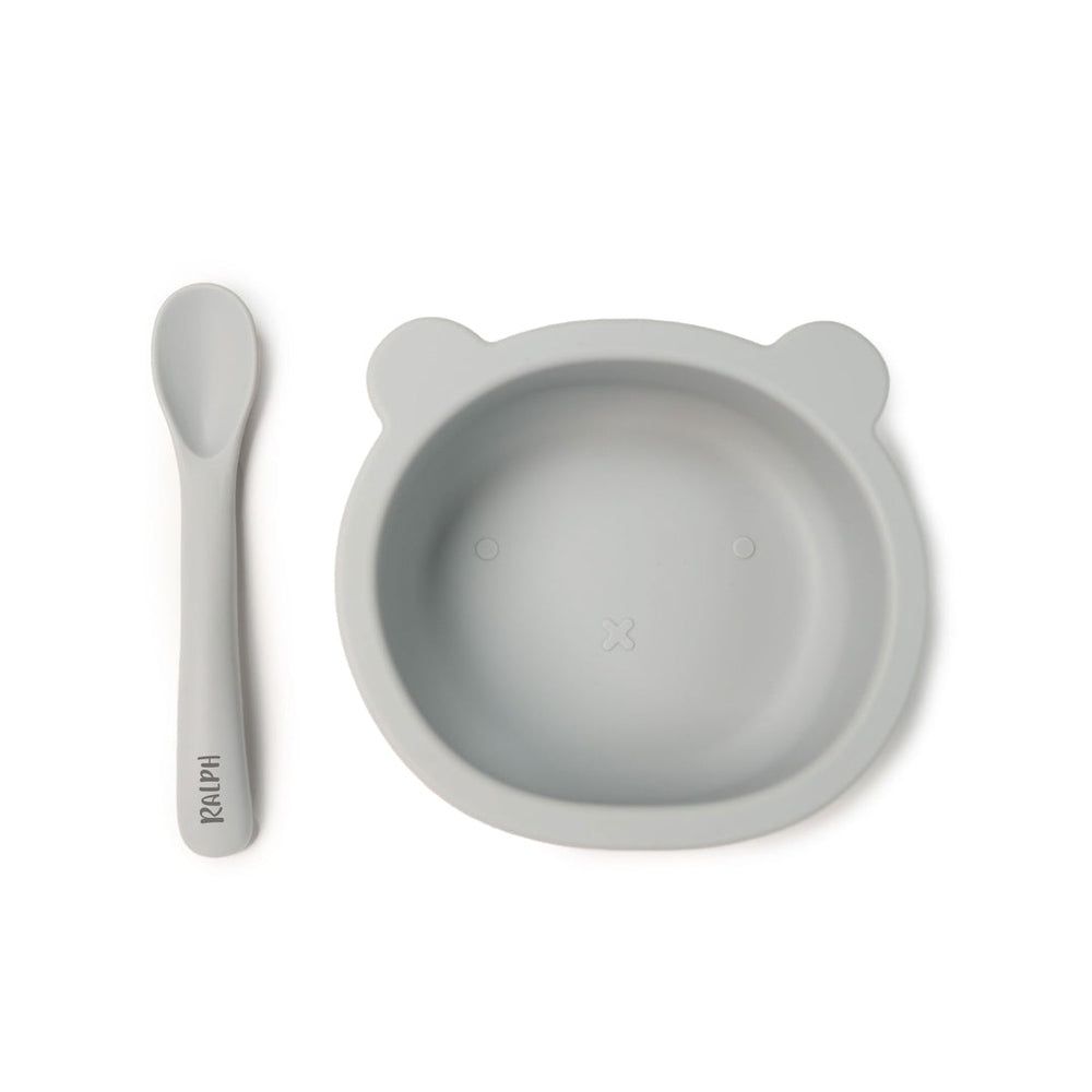 JBØRN Silicone Bowl and Spoon | Weaning Set | Personalisable Powder Blue - Personalisable Baby Products Sold and Personalised by JustBørn