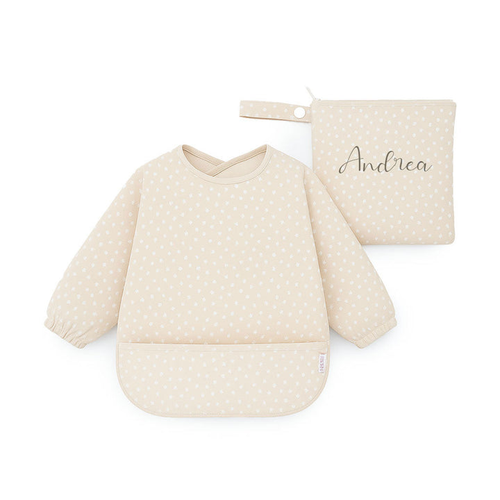 JBØRN Long Sleeve Baby Feeding Bib with Personalised Travel Bag Confetti - Personalisable Baby Products Sold and Personalised by JustBørn