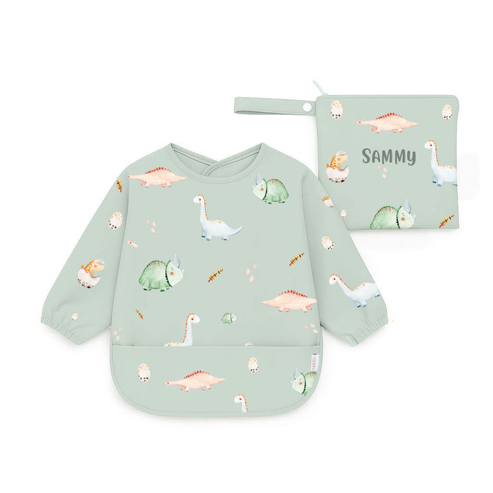 JBØRN Long Sleeve Baby Feeding Bib with Personalised Travel Bag - Personalisable Baby Products Sold and Personalised by JustBørn
