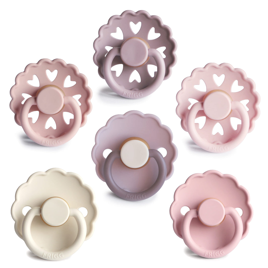 FRIGG Natural Rubber Latex Pacifier Pack of 6 Blooming Love - Personalisable Baby Products Sold and Personalised by JustBørn