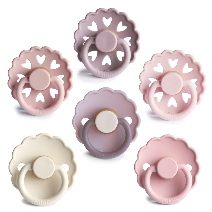 FRIGG Natural Rubber Latex Pacifier Pack of 6 Blooming Love - Personalisable Baby Products Sold and Personalised by JustBørn
