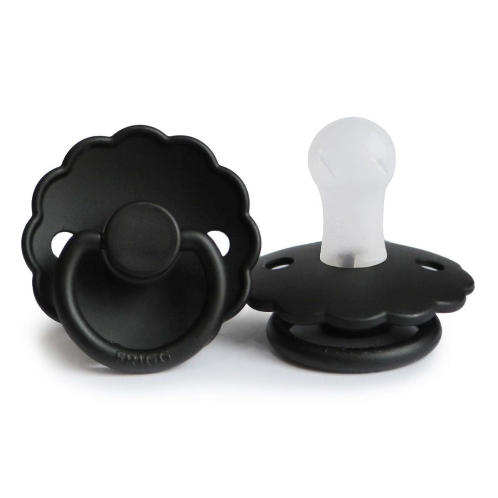 FRIGG Daisy Silicone Pacifier Jet Black - Personalisable Baby Products Sold and Personalised by JustBørn