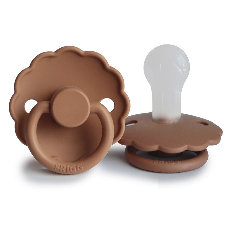 FRIGG Daisy Silicone Pacifier Peach Bronze - Personalisable Baby Products Sold and Personalised by JustBørn