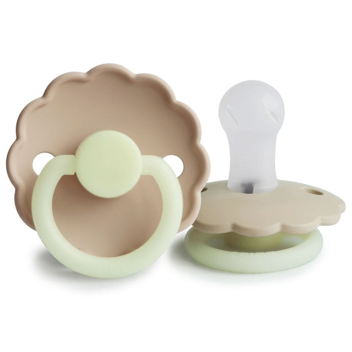 FRIGG Daisy Silicone Pacifier | Personalised Croissant Night Glow - Personalisable Baby Products Sold and Personalised by JustBørn