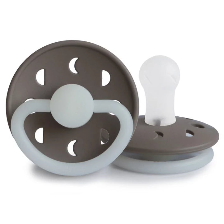 FRIGG Moon Silicone Pacifier Portobello Night Glow - Personalisable Baby Products Sold and Personalised by JustBørn