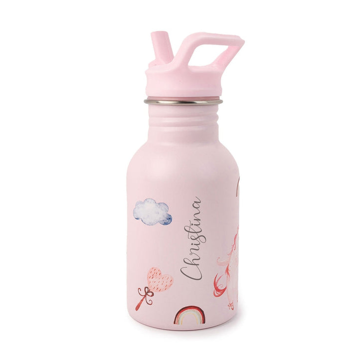 JBØRN Personalised Stainless Steel Kids Water Bottle Unicorns - Personalisable Baby Products Sold and Personalised by JustBørn