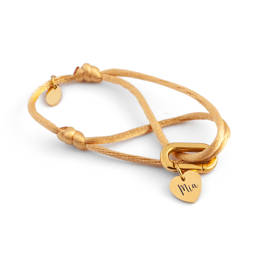 JBØRN Satin Cord Bracelet with Heart in Lock Pendant | Personalisable - Personalisable Baby Products Sold and Personalised by JustBørn