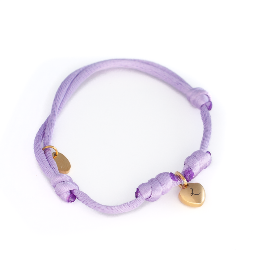 JBØRN Satin Cord Bracelet with Heart Pendant | Personalisable - Personalisable Baby Products Sold and Personalised by JustBørn