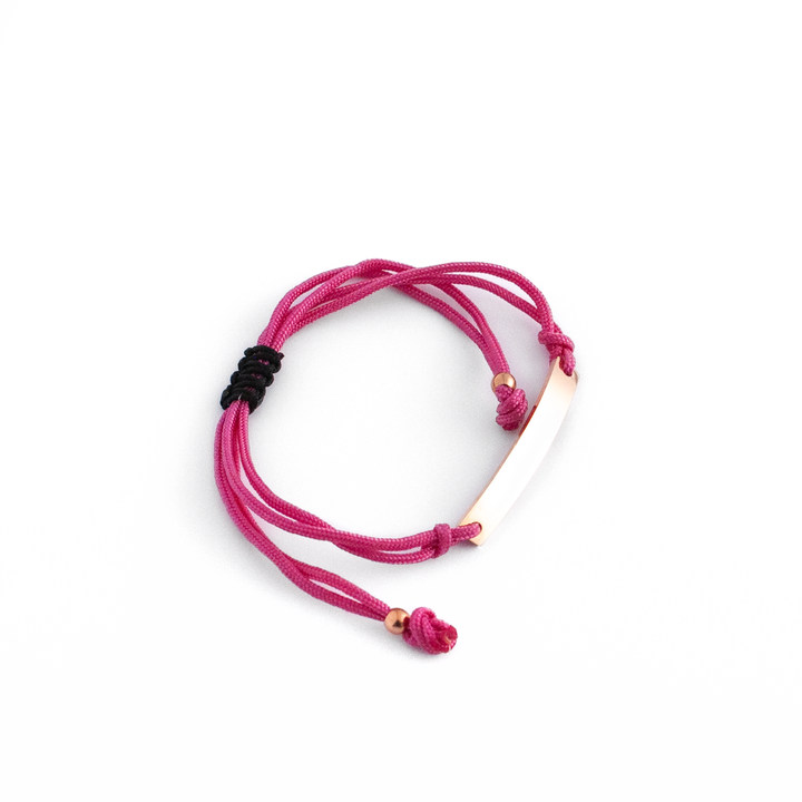 JBØRN SOS Cord Bracelet with Quote Plate | Personalisable Dusty Rose Gold Charm - Personalisable Baby Products Sold and Personalised by JustBørn