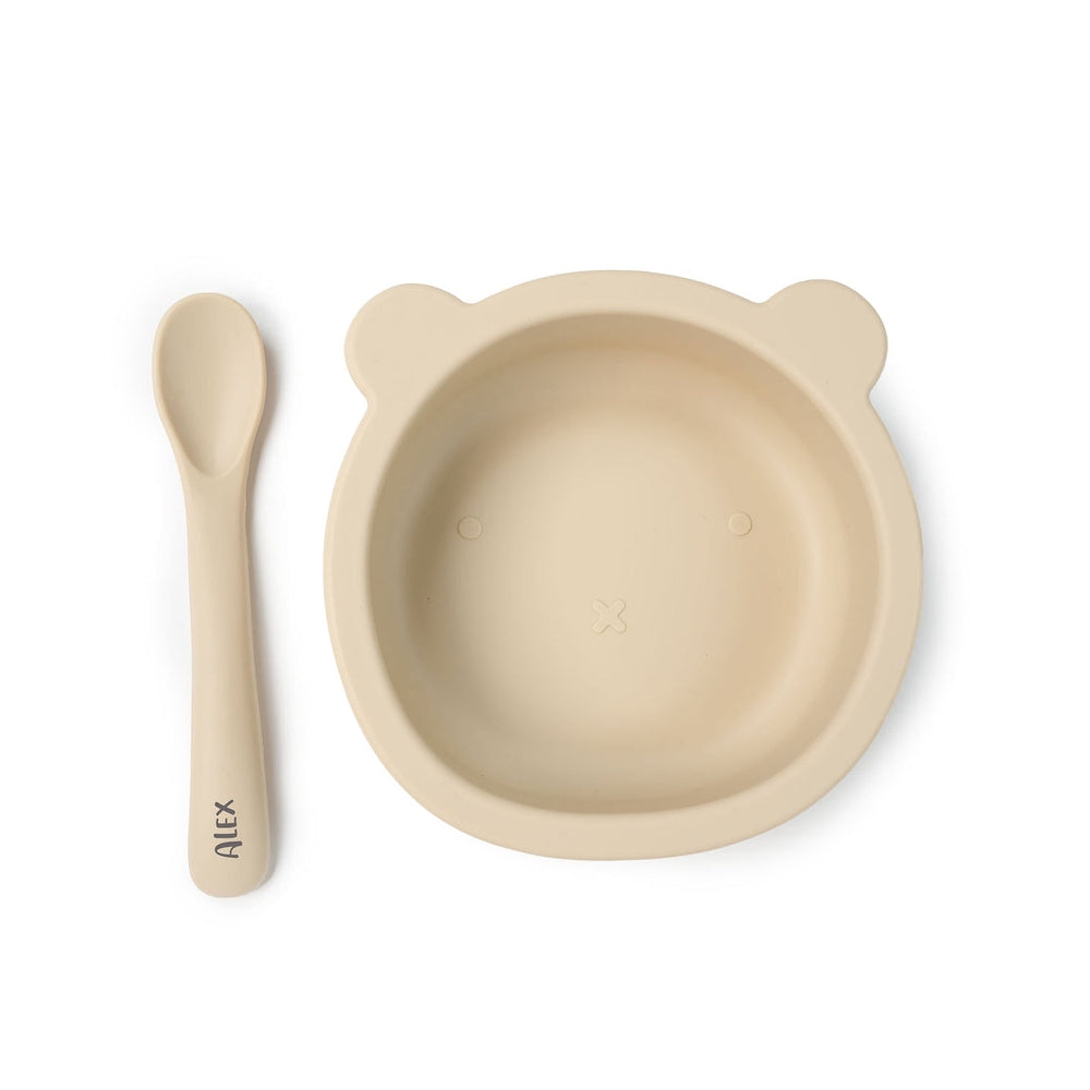 JBØRN Silicone Bowl and Spoon | Weaning Set | Personalisable Beige - Personalisable Baby Products Sold and Personalised by JustBørn
