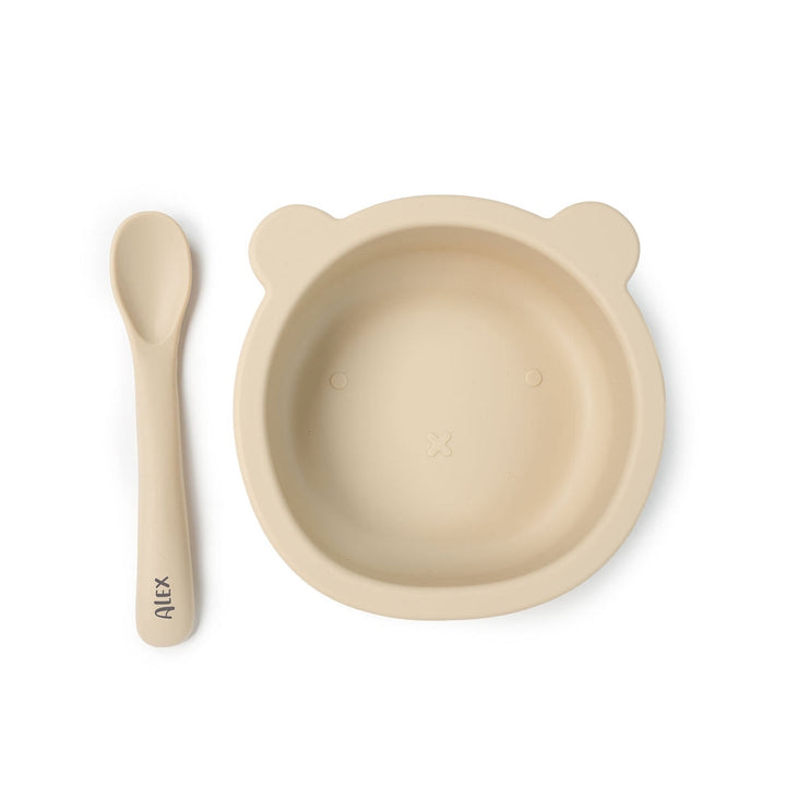 JBØRN Silicone Bowl and Spoon | Weaning Set | Personalisable Beige - Personalisable Baby Products Sold and Personalised by JustBørn
