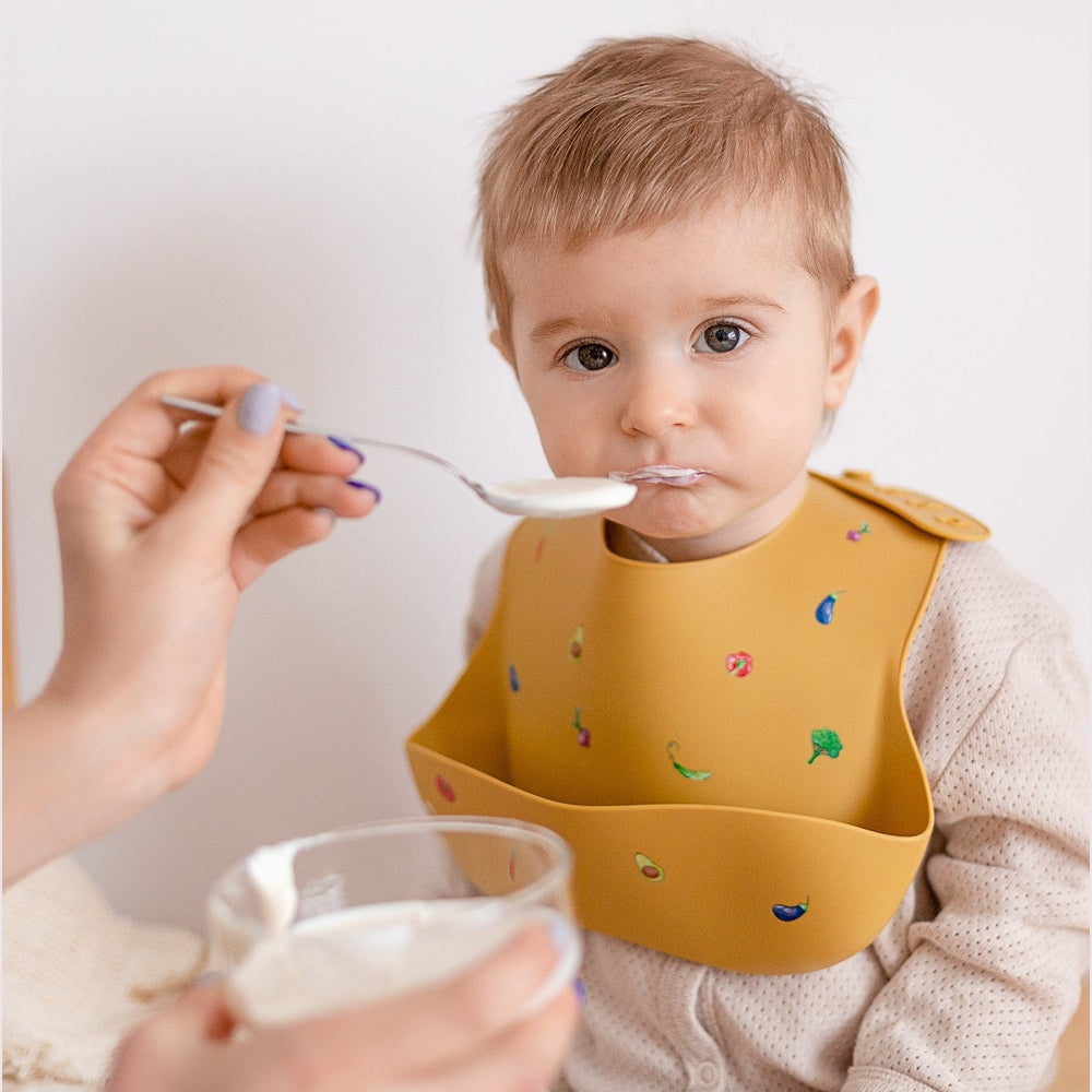 JBØRN Silicone Baby Feeding Bib - Personalisable Baby Products Sold and Personalised by JustBørn