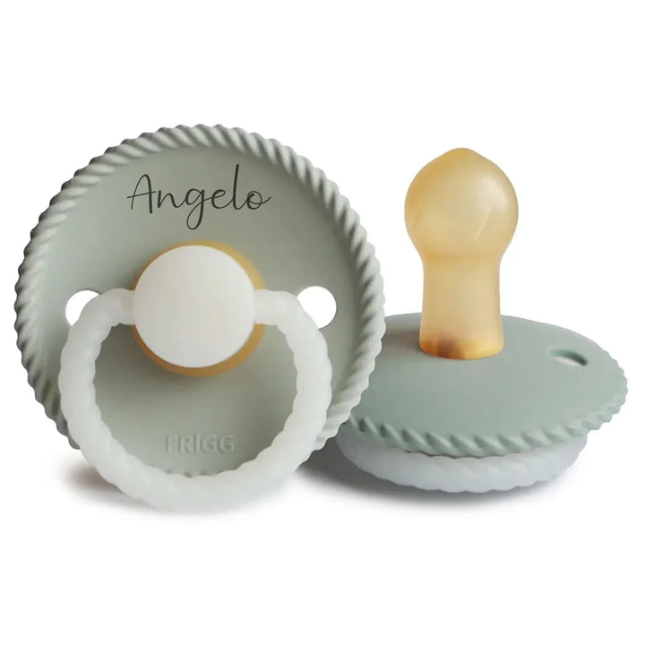 FRIGG Rope Natural Rubber Latex Pacifiers | Personalised Sage Night Glow - Personalisable Baby Products Sold and Personalised by JustBørn