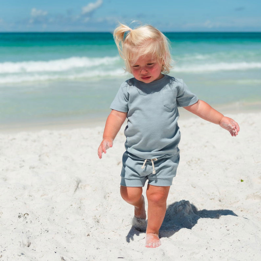 JBØRN Organic Cotton Ribbed Baby T-Shirt & Shorts Set - Personalisable Baby Products Sold and Personalised by JustBørn