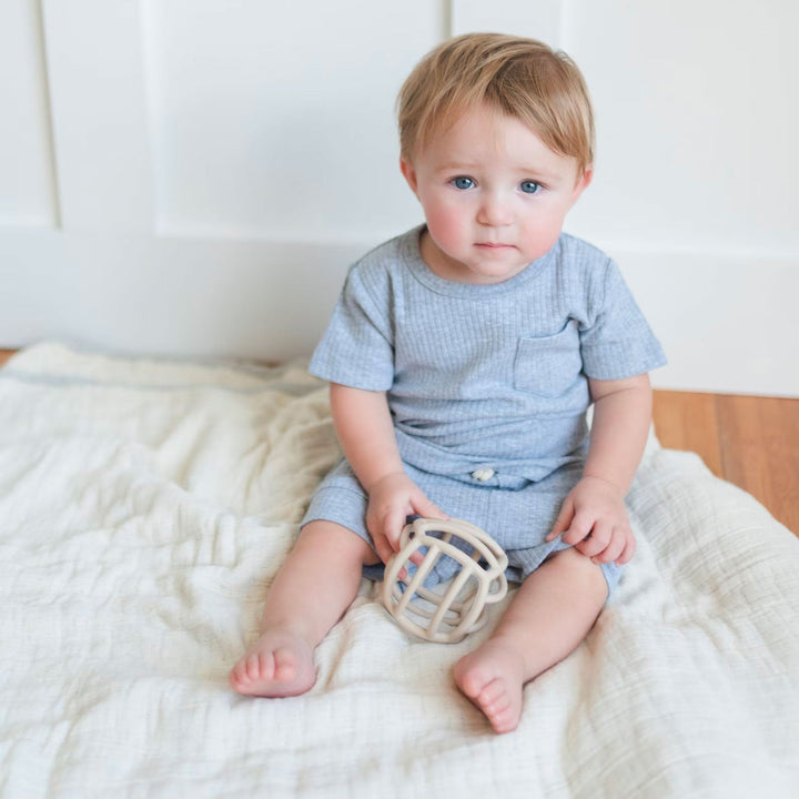 JBØRN Organic Cotton Ribbed Baby T-Shirt & Shorts Set - Personalisable Baby Products Sold and Personalised by JustBørn