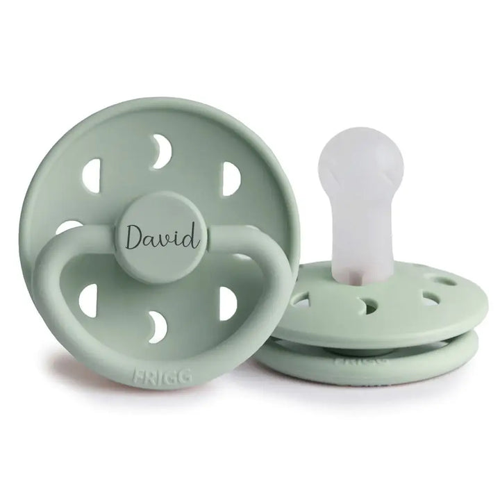 FRIGG Moon Silicone Pacifier | Personalised Sage Yes - Personalisable Baby Products Sold and Personalised by JustBørn