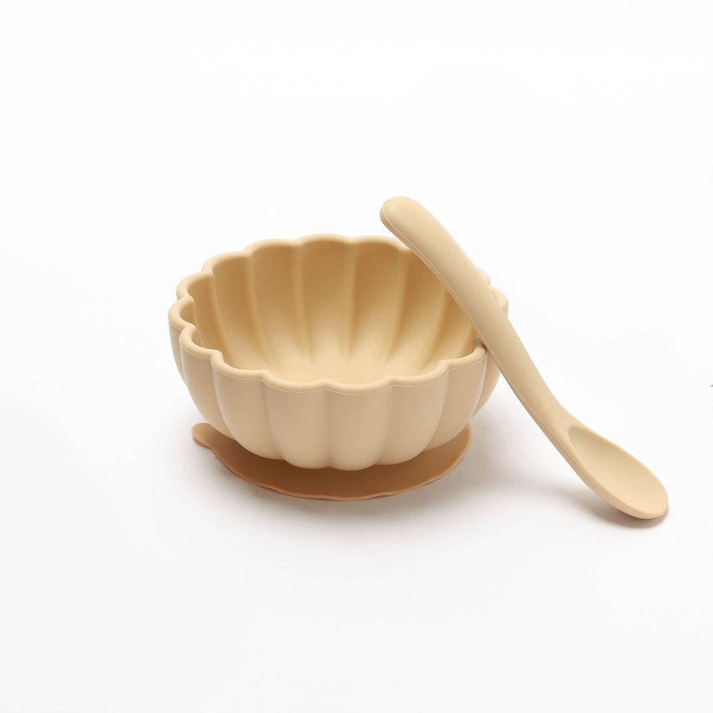 JBØRN Silicone Bowl and Spoon | Weaning Set | Personalisable in Vanilla, sold by JBørn Baby Products Shop, Personalizable by JustBørn