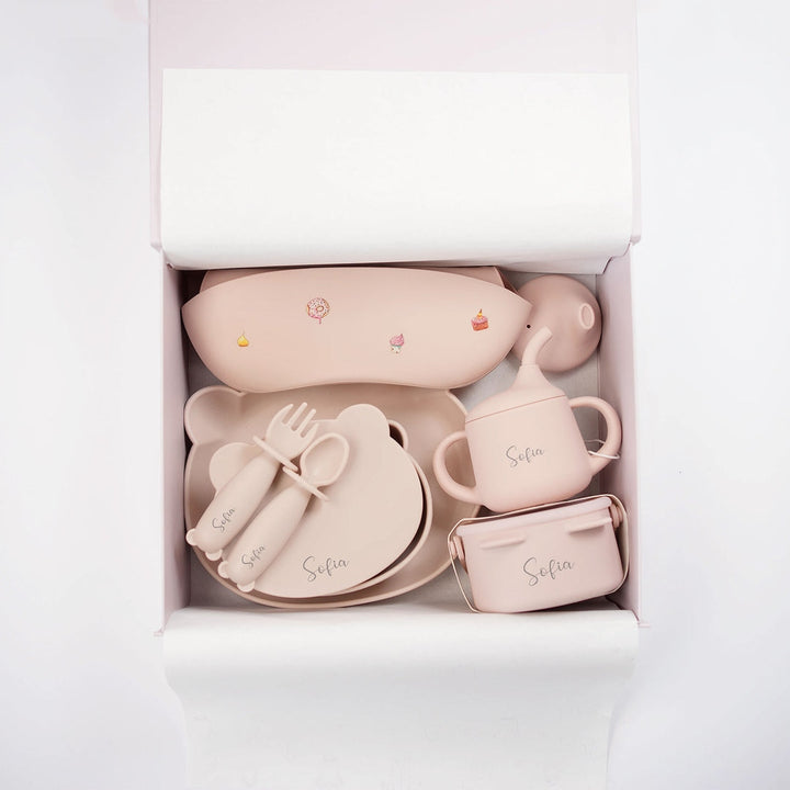 JBØRN Baby Weaning Essentials Gift Box | Personalisable in Blush, sold by JBørn Baby Products Shop, Personalizable by JustBørn