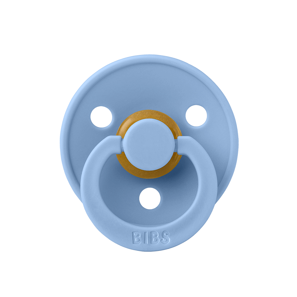 BIBS Colour Natural Rubber Latex Pacifiers (Size 1 & 2) in Sky Blue, sold by JBørn Baby Products Shop, Personalizable by JustBørn