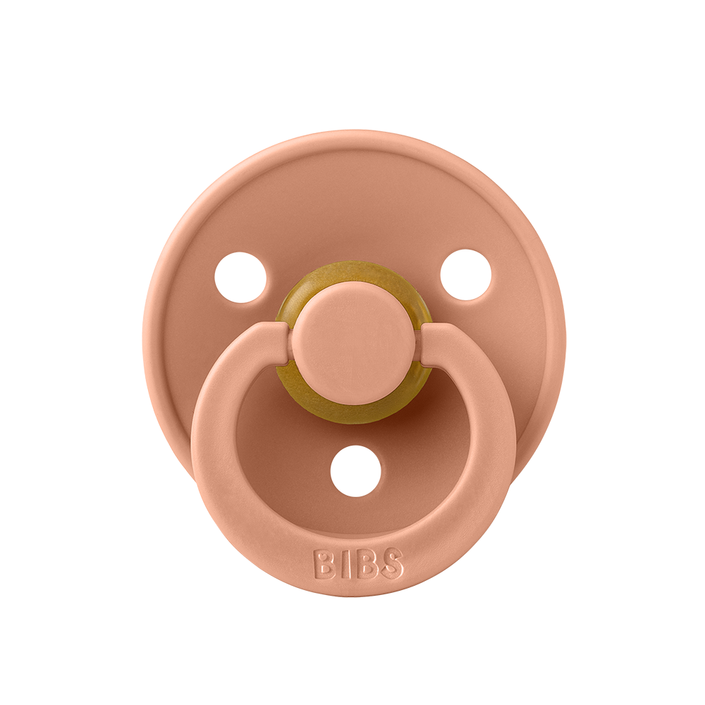 BIBS Colour Natural Rubber Latex Pacifiers (Size 1 & 2) in Peach, sold by JBørn Baby Products Shop, Personalizable by JustBørn