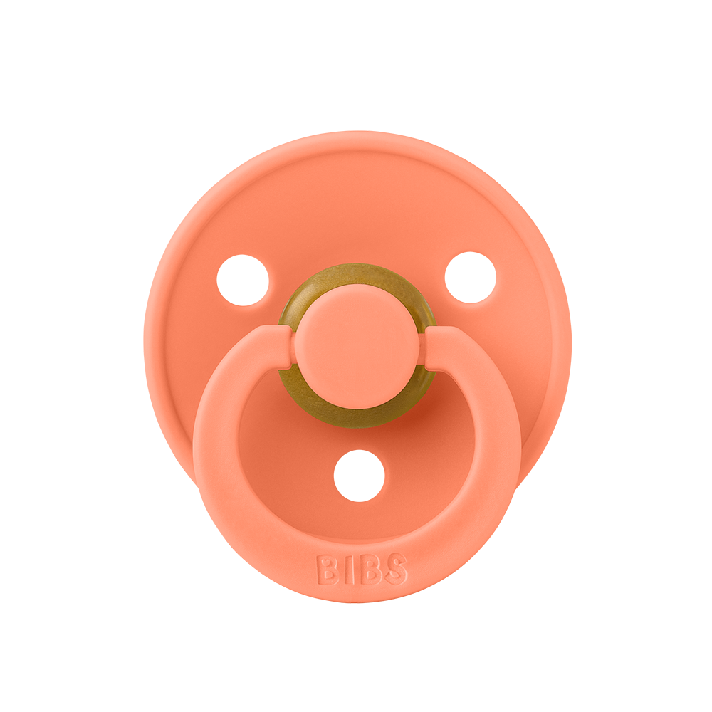 BIBS Colour Natural Rubber Latex Pacifiers (Size 1 & 2) in Papaya, sold by JBørn Baby Products Shop, Personalizable by JustBørn