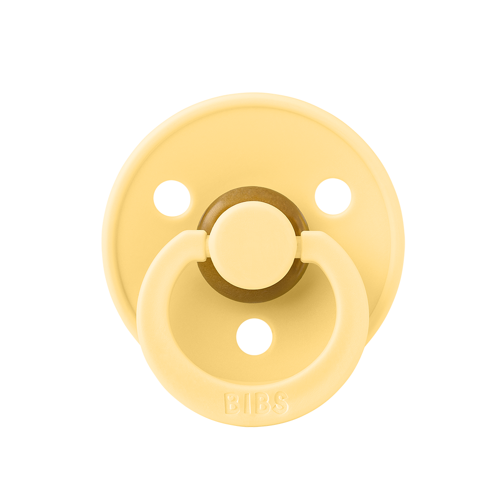 BIBS Colour Natural Rubber Latex Pacifiers (Size 1 & 2) in Pale Butter, sold by JBørn Baby Products Shop, Personalizable by JustBørn