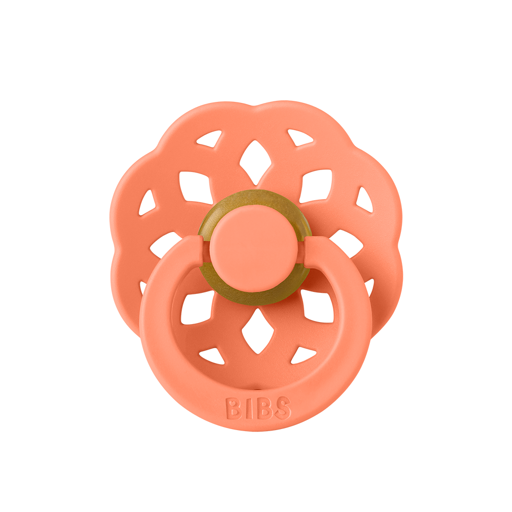 BIBS Boheme Natural Rubber Latex Pacifiers in Papaya, sold by JBørn Baby Products Shop, Personalizable by JustBørn