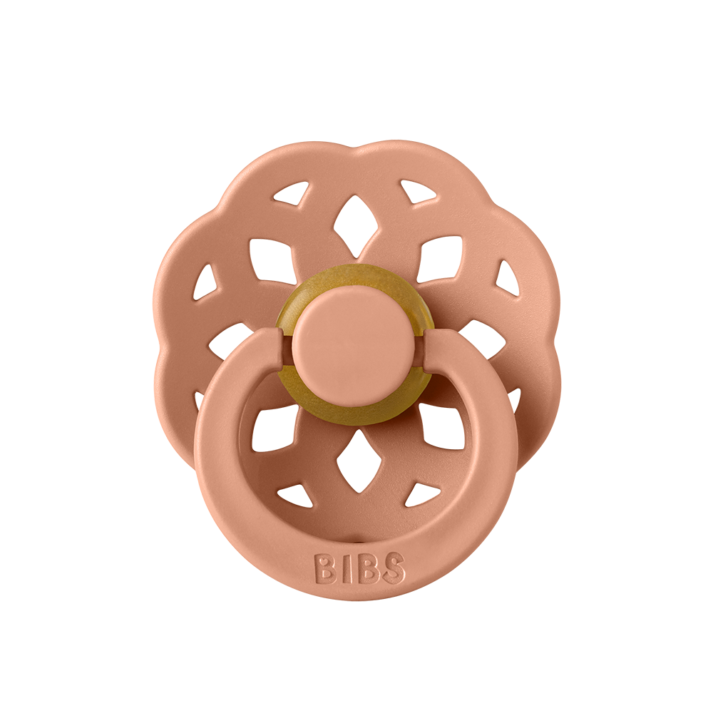 BIBS Boheme Natural Rubber Latex Pacifiers in Peach, sold by JBørn Baby Products Shop, Personalizable by JustBørn