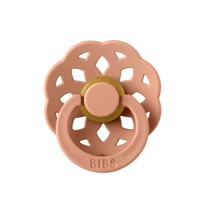 BIBS Boheme Natural Rubber Latex Pacifiers in Peach, sold by JBørn Baby Products Shop, Personalizable by JustBørn