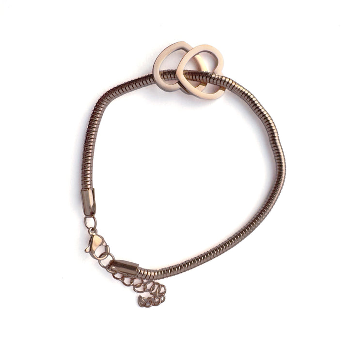 JBØRN Bracelet with Two Heart Pendants Rose Gold - Personalisable Baby Products Sold and Personalised by JustBørn