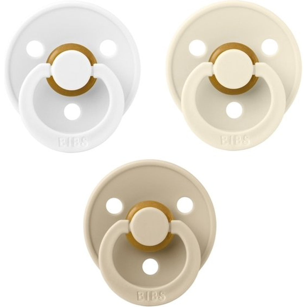White Ivory Vanilla BIBS Colour Set of 3 Natural Rubber Latex Pacifiers | Personalisable by BIBS sold by JBørn Baby Products Shop