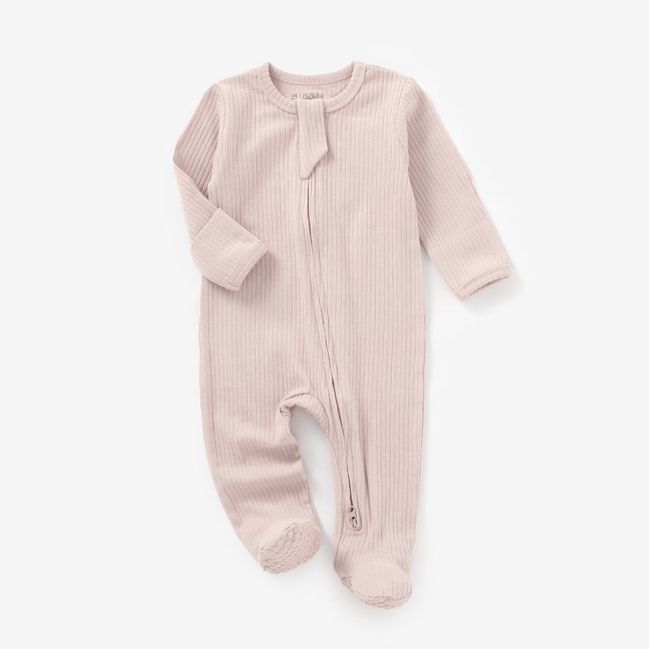 JBØRN Organic Cotton Ribbed Baby Sleep Suit in Ribbed Blush, sold by JBørn Baby Products Shop, Personalizable by JustBørn