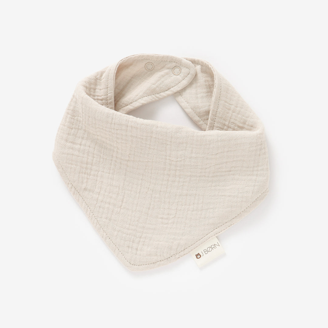 JBØRN Organic Cotton Muslin Baby Bib | Personalisable in Muslin Sandstone, sold by JBørn Baby Products Shop, Personalizable by JustBørn