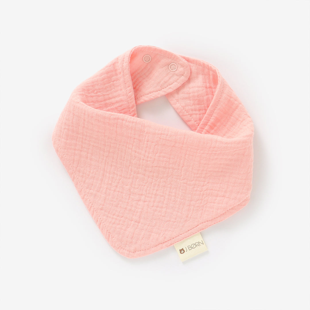 JBØRN Organic Cotton Muslin Baby Bib | Personalisable in Muslin Peachy Pink, sold by JBørn Baby Products Shop, Personalizable by JustBørn