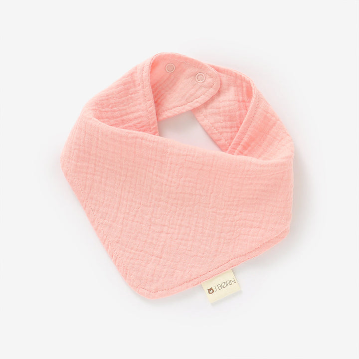 JBØRN Organic Cotton Muslin Baby Bib | Personalisable in Muslin Peachy Pink, sold by JBørn Baby Products Shop, Personalizable by JustBørn