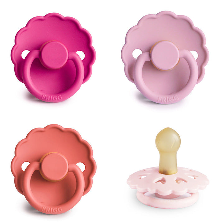 FRIGG Natural Rubber Latex Pacifier Pack of 4 & Matching JBØRN Clip Set - Personalisable Baby Products Sold and Personalised by JustBørn