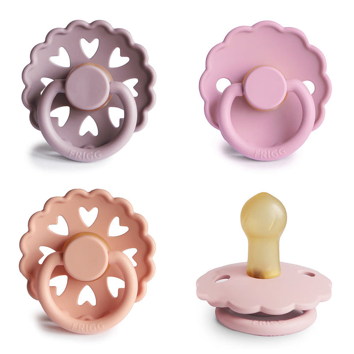 FRIGG Natural Rubber Latex Pacifier Pack of 4 & Matching JBØRN Clip Set - Personalisable Baby Products Sold and Personalised by JustBørn
