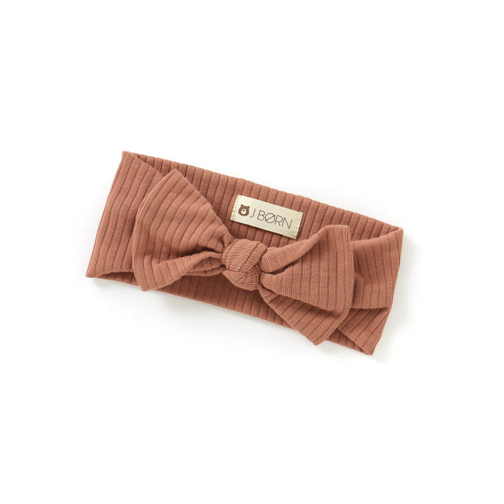 JBØRN Organic Cotton Ribbed Baby Headband in Ribbed Peach Bronze, sold by JBørn Baby Products Shop, Personalizable by JustBørn