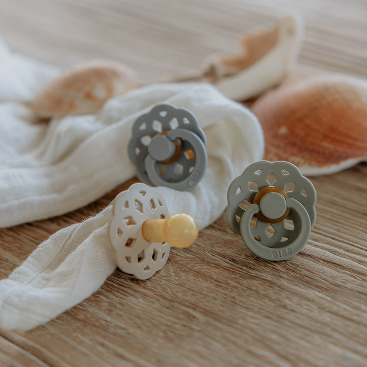 BIBS Boheme Natural Rubber Latex Pacifiers | Personalised in White, sold by JBørn Baby Products Shop, Personalizable by JustBørn