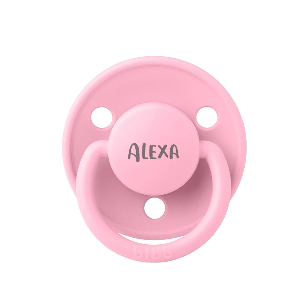 BIBS De Lux Silicone Pacifiers | One Size | Personalised in Baby Pink, sold by JBørn Baby Products Shop, Personalizable by JustBørn
