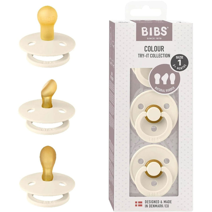 BIBS Colour Pacifiers - Try-It Collection - Pack of 3 Ivory - Personalisable Baby Products Sold and Personalised by JustBørn
