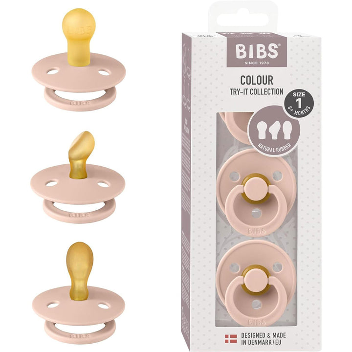 BIBS Colour Pacifiers - Try-It Collection - Pack of 3 Blush - Personalisable Baby Products Sold and Personalised by JustBørn