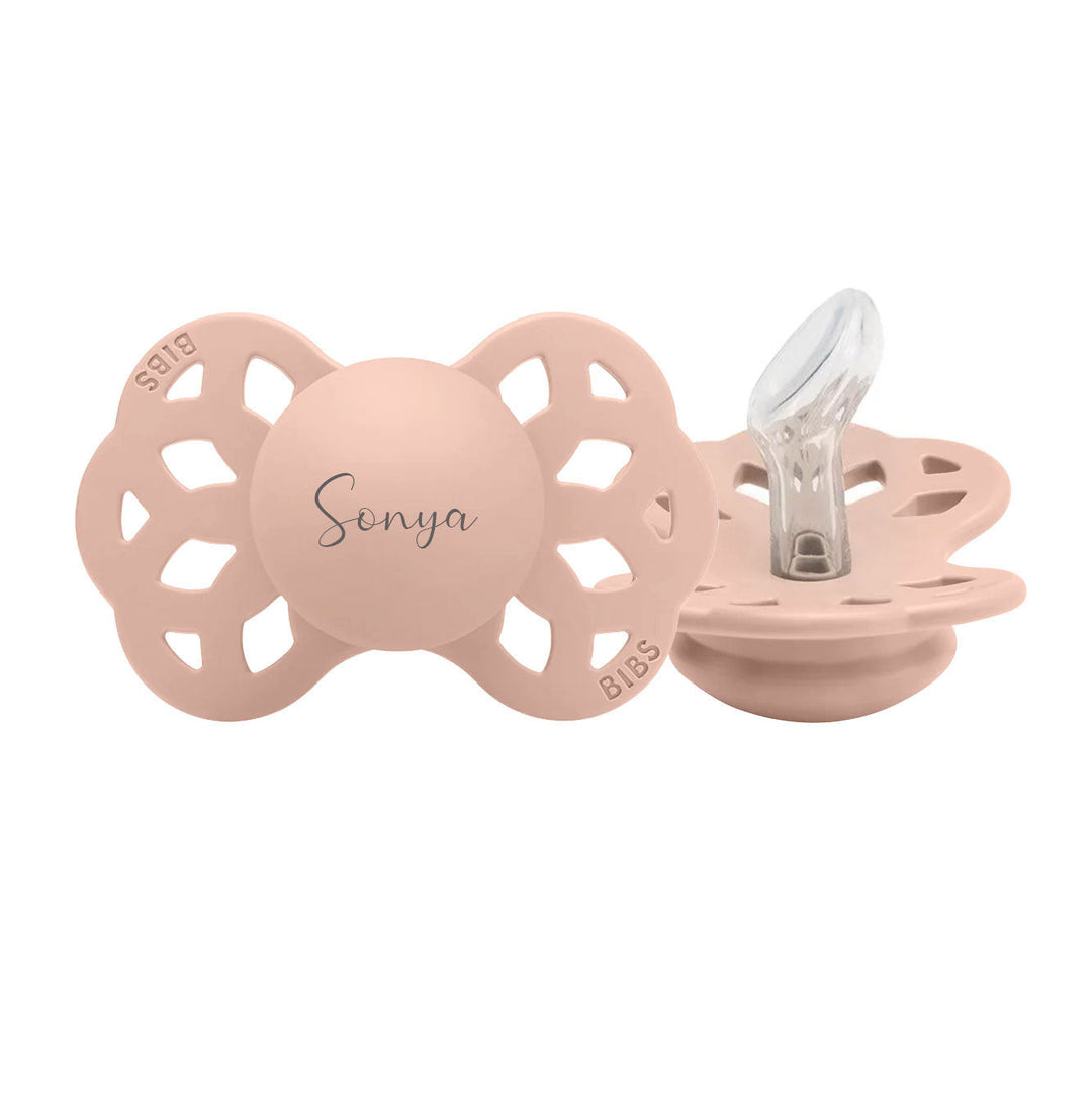 BIBS Infinity Anatomical Silicone Pacifiers | Personalised Blush - Personalisable Baby Products Sold and Personalised by JustBørn