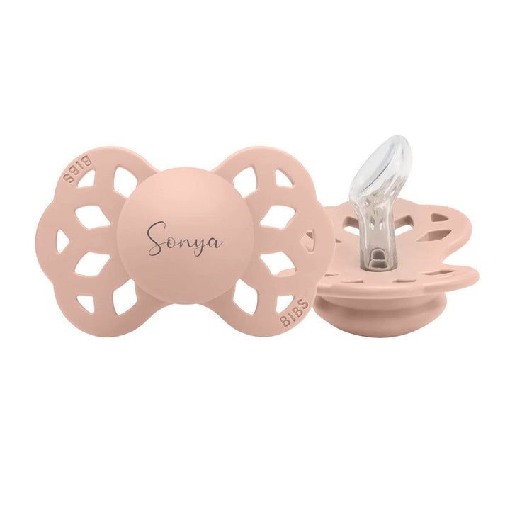 BIBS Infinity Anatomical Silicone Pacifiers | Personalised Blush - Personalisable Baby Products Sold and Personalised by JustBørn
