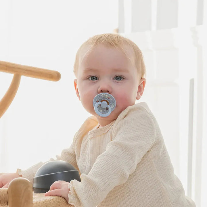 BIBS Liberty & Studio Natural Rubber Latex Pacifiers | Personalised in Eloise Dusty Blue, sold by JBørn Baby Products Shop, Personalizable by JustBørn