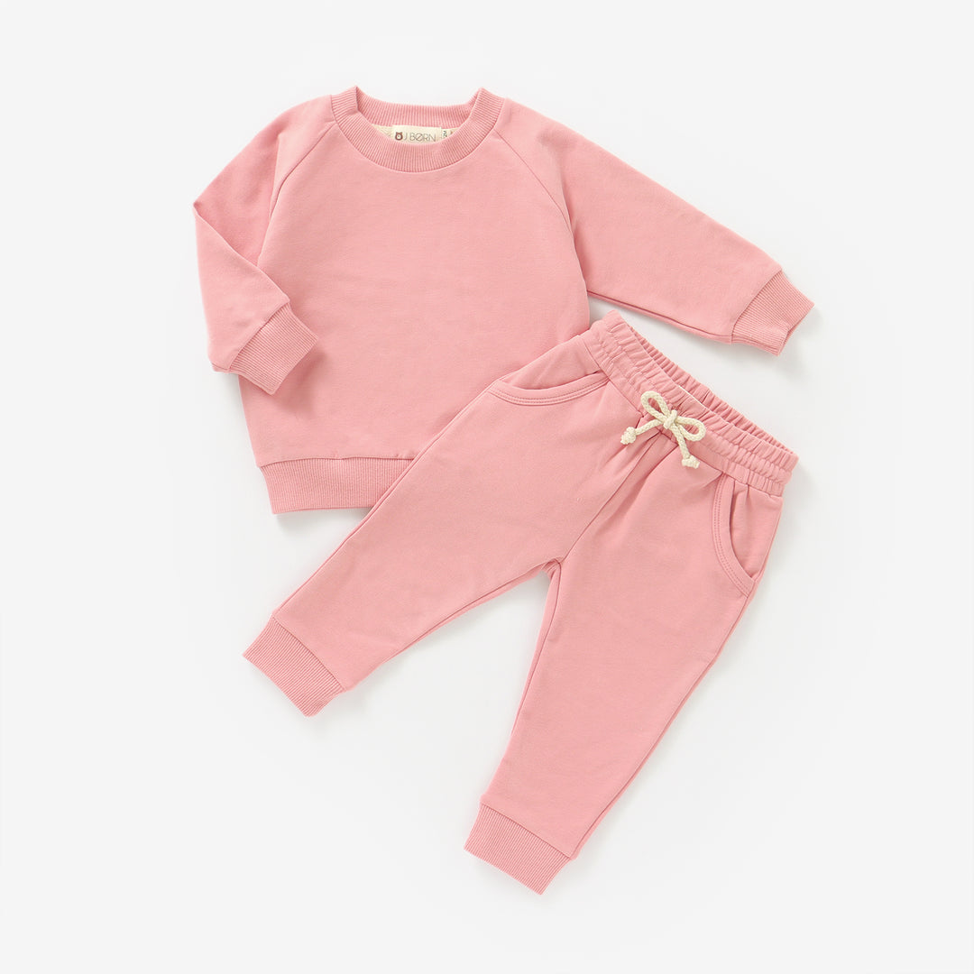 JBØRN Organic Cotton Baby Sweater & Joggers Set | Personalisable Powder Blush - Personalisable Baby Products Sold and Personalised by JustBørn