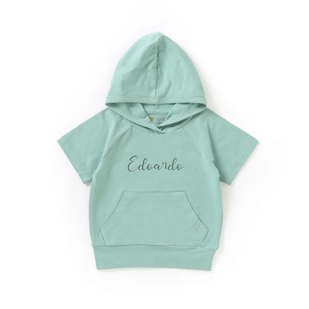 JBØRN Organic Cotton Short Sleeve Hooded Top - Personalisable Baby Products Sold and Personalised by JustBørn