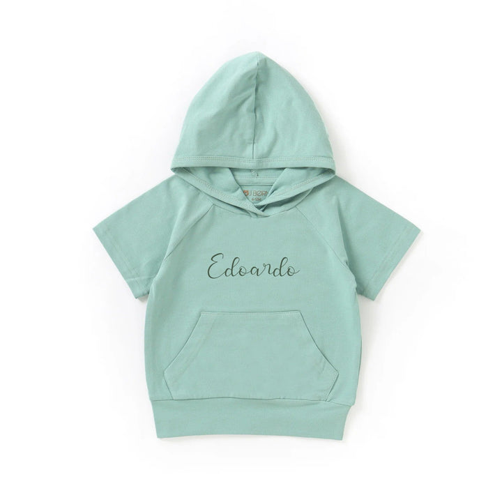 JBØRN Organic Cotton Short Sleeve Hooded Top - Personalisable Baby Products Sold and Personalised by JustBørn