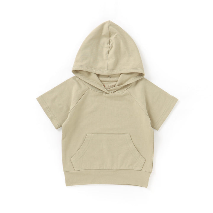 JBØRN Organic Cotton Short Sleeve Hooded Top | Personalisable in Sandstone, sold by JBørn Baby Products Shop, Personalizable by JustBørn